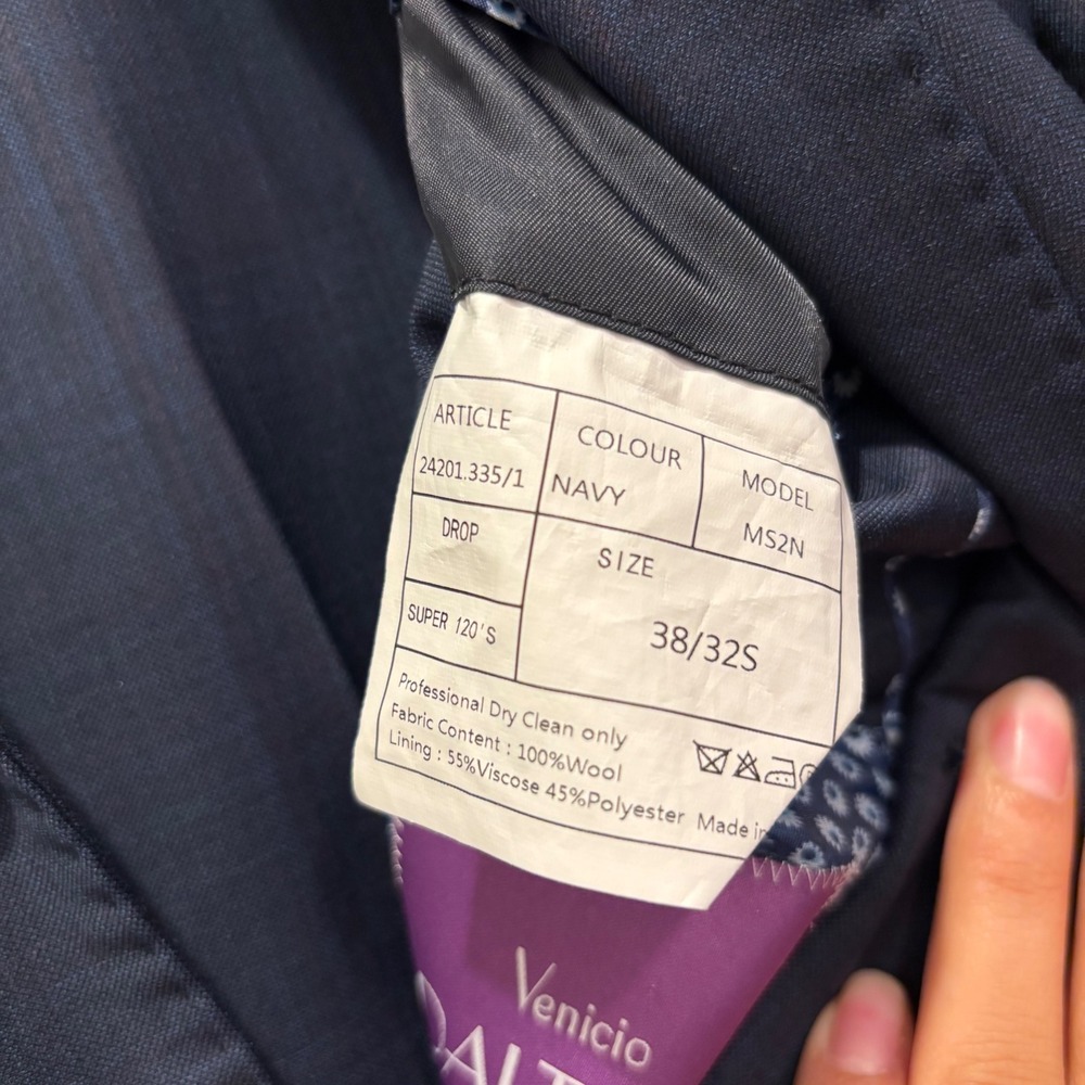 Venicio Dalton Mens Navy Blue Super 120S Pure Wool 2-Piece Suit 38/32S MS2N - Picture 5 of 12